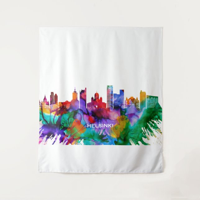 Helsinki Skyline Wandteppich (Vorderseite)