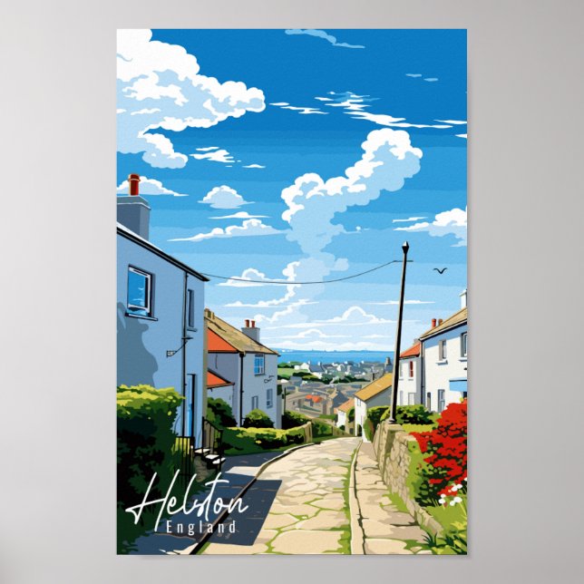 Helston England Vintage Illustration Poster (Vorne)