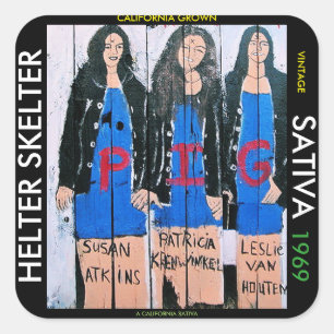 HELTER SKELTER SATIVA QUADRATISCHER AUFKLEBER