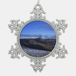 Helvellyn Winter Holiday Card Poster Foto Block Schneeflocken Zinn-Ornament