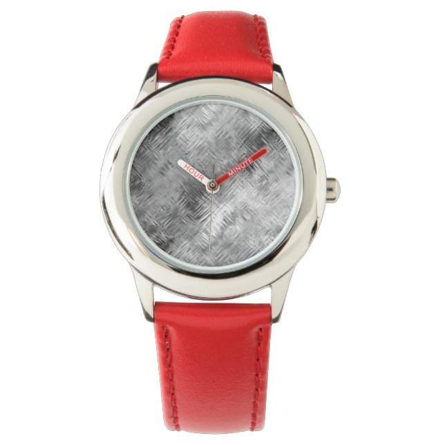 Hematite Gray Scribbled Texture Armbanduhr (Vorderseite)