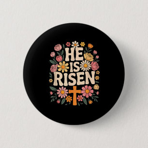 Hemd Er Ist Auferstanden Florales Kreuz Christlich Button