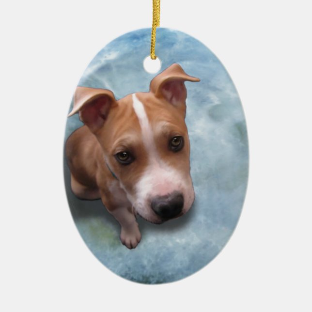Hemi the Pit Bull Puppy Keramik Ornament (Vorne)