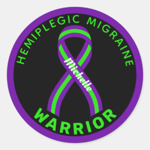 Hemiplegic Migräne Warrior Black Round Sticker