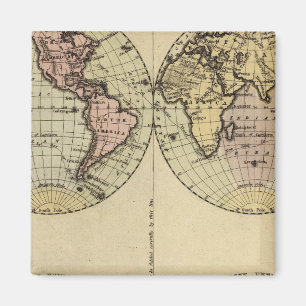 Hemisphäre Handfarbene Atlaskarte Magnet