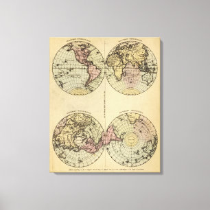 Hemisphären übergeben farbiger Atlas-Karte Leinwanddruck
