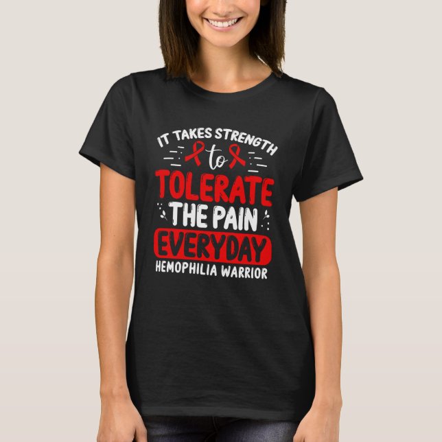 Hemophilie Awareness Red Ribbon Fighter T-Shirt (Vorderseite)