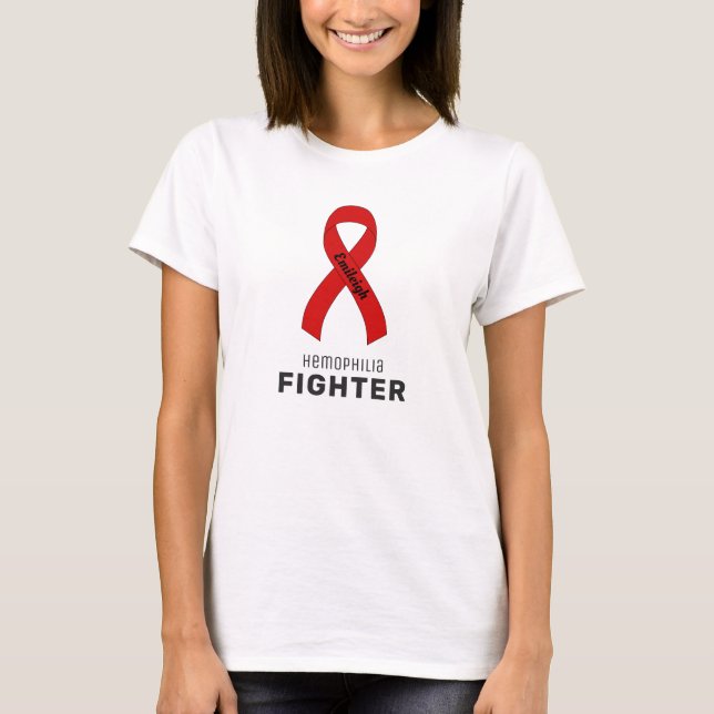Hemophilie Fighter Ribbon Weißer T - Shirt (Vorderseite)