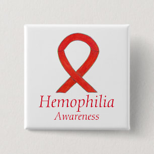 Hemophilie Red Awareness Ribbon Custom Button Pend