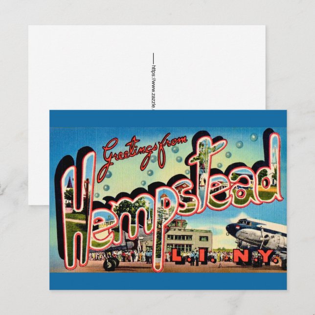 Hempstead Long Island NY  Postkarte (Vorne/Hinten)