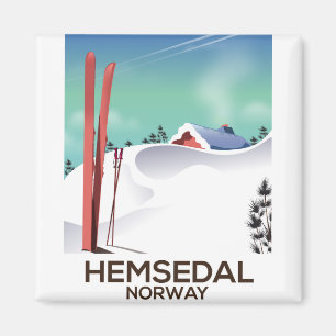 Hemsedal Norwegen Ski-Reiseplakat Magnet
