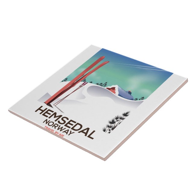 Hemsedal Norwegen Skitourenplakat Fliese (Seite)