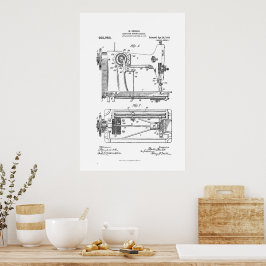 Hemstiet Vintage Nähmaschine - Wandkunst Poster