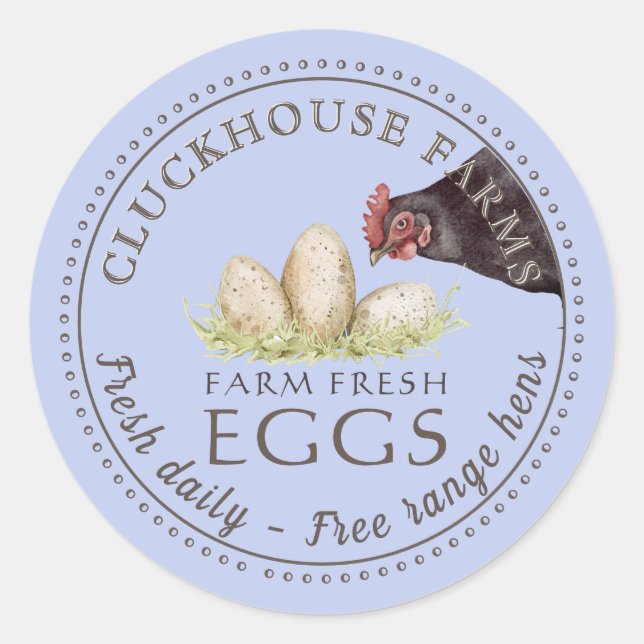 Hen à regarder avec des oeufs Carton Étiquette Dot (Devant)
