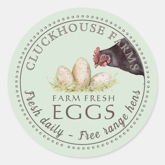 Hen à regarder avec des oeufs Carton Étiquette Dot (Devant)