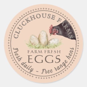 Hen à regarder avec des oeufs Carton Étiquette Dot