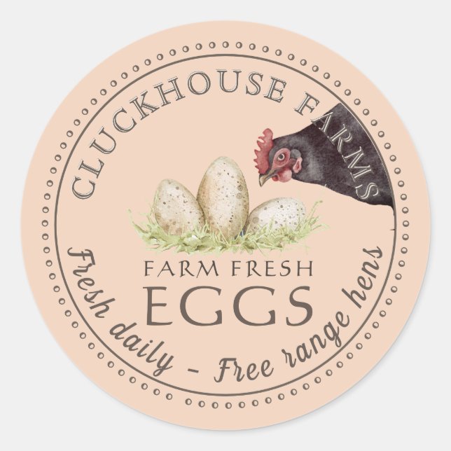 Hen à regarder avec des oeufs Carton Étiquette Dot (Devant)
