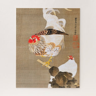 Hen and Rooster with Grapevine by Ito Jakuchu