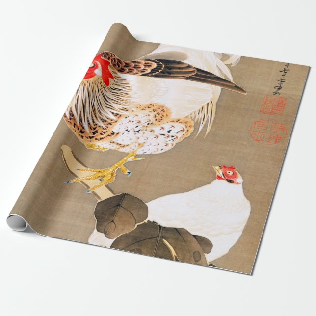 Hen and Rooster with Grapevine by Ito Jakuchu Geschenkpapier (Ungerollt)