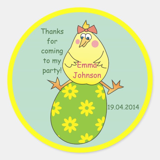 Hen auf Egg Osterzeit Party Danke Stickers (Vorderseite)