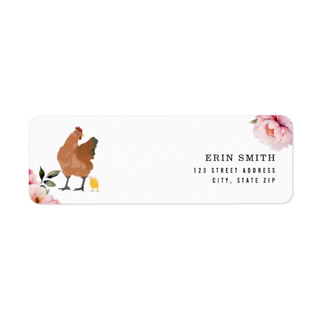 Hen Baby Girl Chick Pink Floral Baby Dusche (Vorne)
