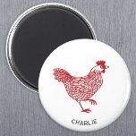 Hen Chicken Personalisiert Magnet<br><div class="desc">Eine rote Henne für Geflügelliebhaber. Ändern Sie den Namen oder den Text, um ihn zu personalisieren. Originelle Kunst von Nic Squirrell.</div>