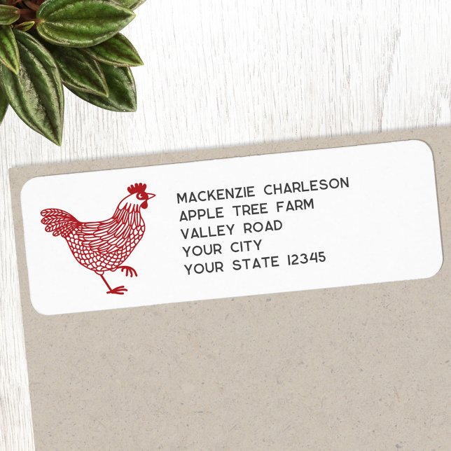 Hen Chicken Personalisierte Rücksendeadresse (Chicken Hen Poultry personalized return address label)
