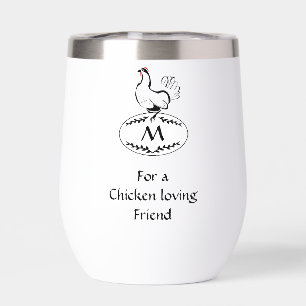 Hen classique noir et blanc sur un oeuf de monogra
