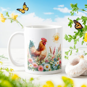 Hen d'aquarelle de printemps - Mug d'enfant