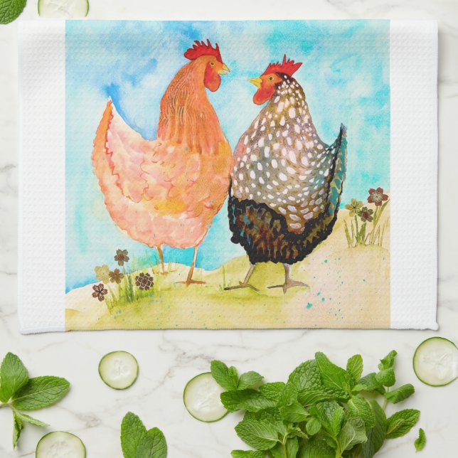 Hen Friends Kitchen Tea Serviette (Plié)