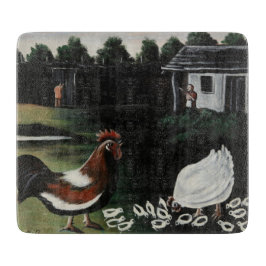 Hen mit ihren Chicks in einer ländlichen Landschaf Schneidebrett