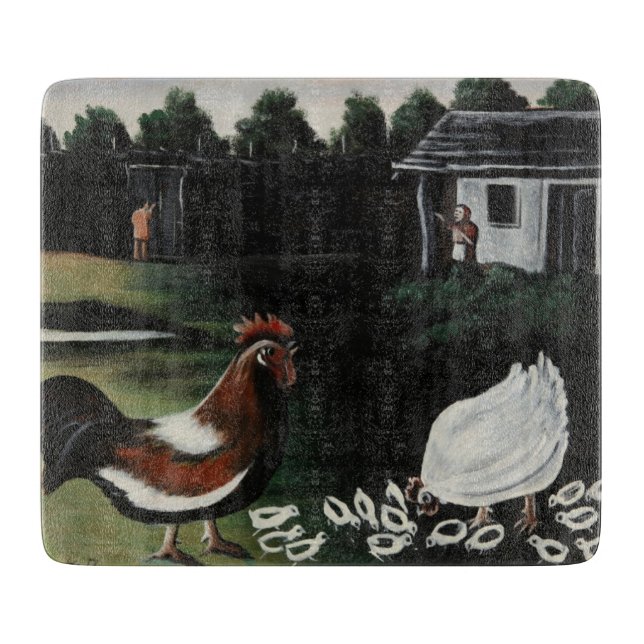 Hen mit ihren Chicks in einer ländlichen Landschaf Schneidebrett (Vorderseite)