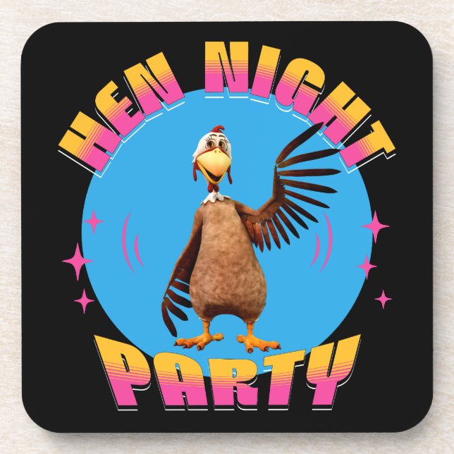 Hen Night Party Funny Junggeselinnen-Abschied Getränkeuntersetzer (Vorderseite)