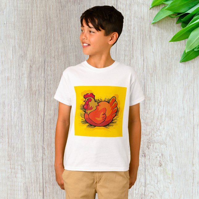 Hen on Nest Bright Farmyard Chicken T-Shirt (Von Creator hochgeladen)