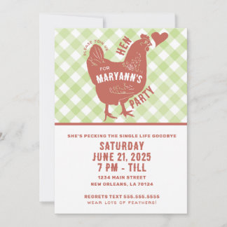 Hen Party Chicken Bachelorette Einladung