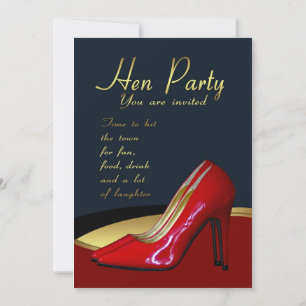 Hen Party Einladung Card - Hen Red Shoes Invitati