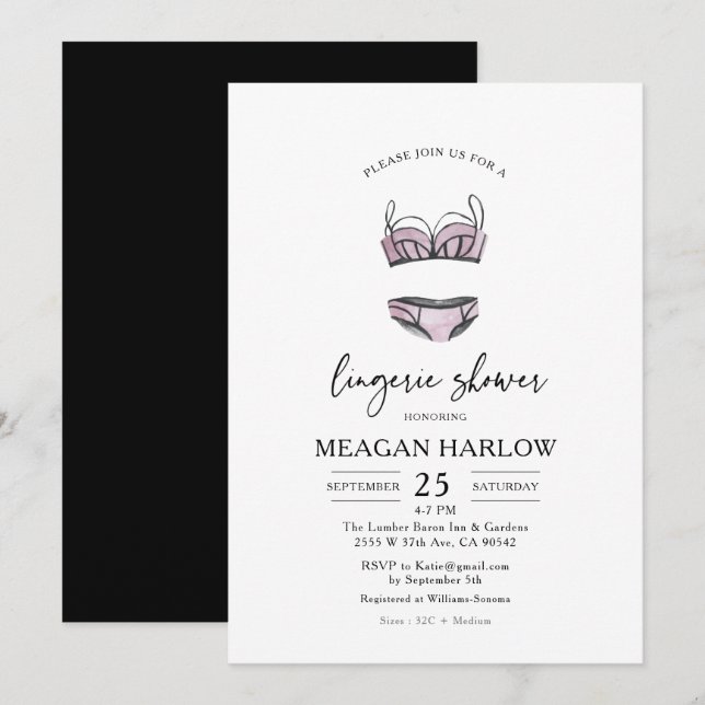 Hen Party Lingerie Bachelorette Party Invitation (Devant / Derrière)