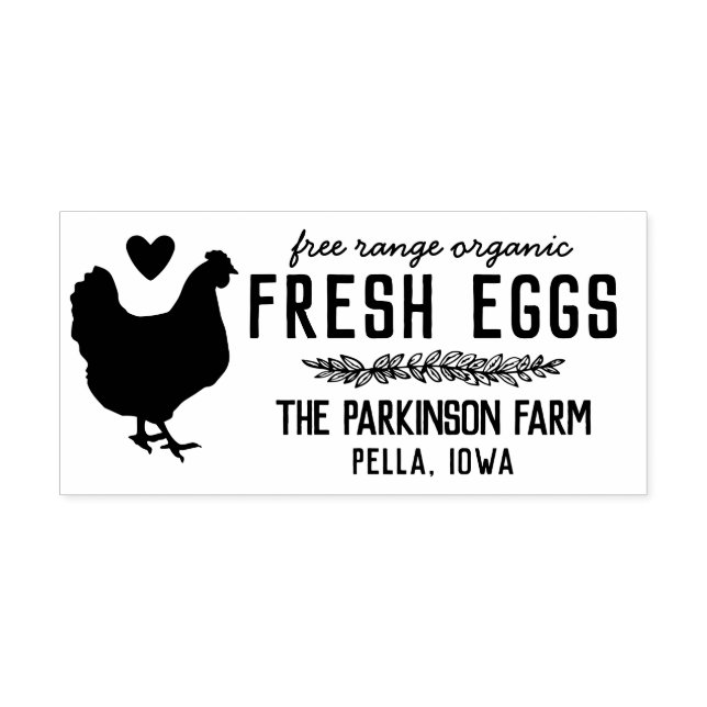 Hen Wreath Heart Fresh Egs Farm Name Gummistempel (Prägung)