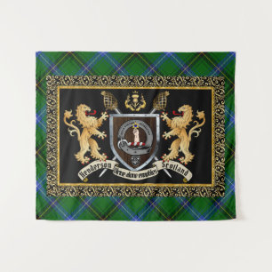Henderson Clan Abzeichen & Motto w/Lions Wandteppich