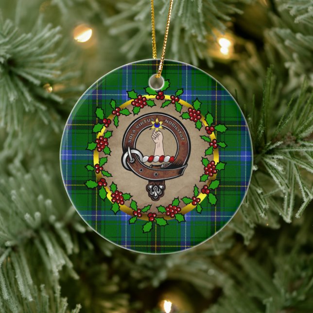 Henderson Clan Abzeichen & Tartan Personalisiert X Keramik Ornament (Baum)