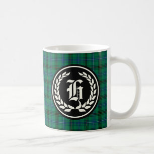 Henderson-Clan-grünes und blaues Tartan-Monogramm Kaffeetasse