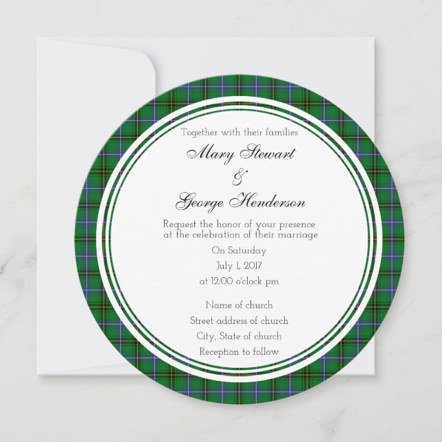 Henderson Scottish Wedding Round Einladung (Vorderseite)