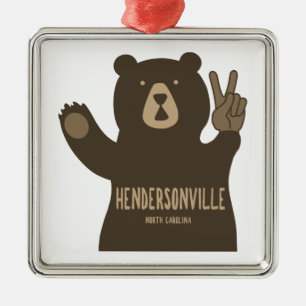 Hendersonville North Carolina Peace Bear Ornament Aus Metall