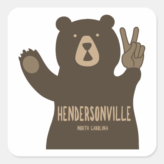 Hendersonville North Carolina Peace Bear Quadratischer Aufkleber (Vorderseite)