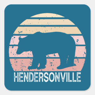 Hendersonville North Carolina Retro Bear Quadratischer Aufkleber