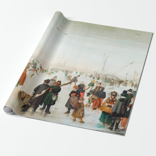 Hendrick Avercamp Enjoying the Ice near a Town Geschenkpapier (Ungerollt)