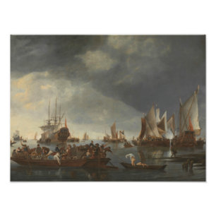 Hendrick Dubbels - Hafen mit Segelschiffen Fotodruck