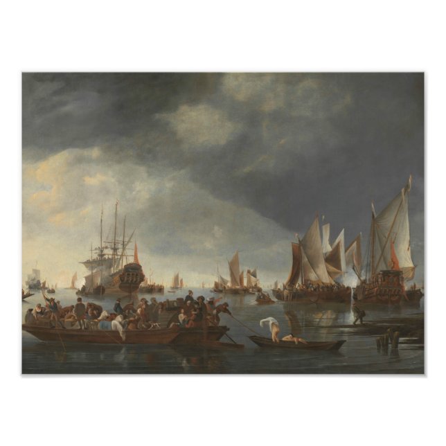 Hendrick Dubbels - Hafen mit Segelschiffen Fotodruck (Vorne)