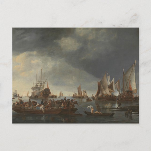 Hendrick Dubbels - Hafen mit Segelschiffen Postkarte (Vorderseite)