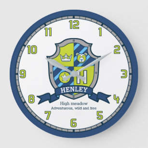 Henley Jungs Name bedeutet Buchstabe H grüner blau Große Wanduhr
